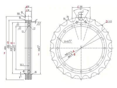 Rueda dentada para excavadora Caterpillar E320  