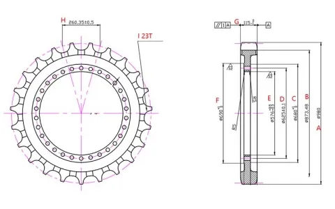 Rueda dentada para excavadora Volvo EC700  